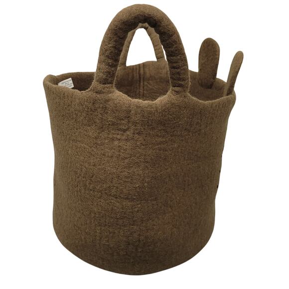 Place & Time Bear Storage Basket Set 100% Wool Nursery Toys Made In Nepal Brown - Picture 4 of 16